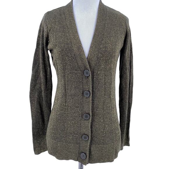 Dash by Kardashian Women's Metallic Gold Button Up Cardigan Size Small - Picture 1 of 8